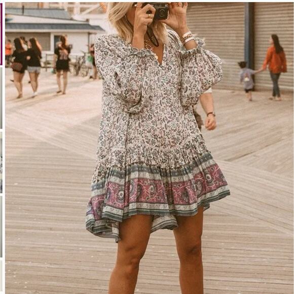 Spell & The Gypsy Flora Boho Mini Dress Purple Border XS - Picture 10 of 10